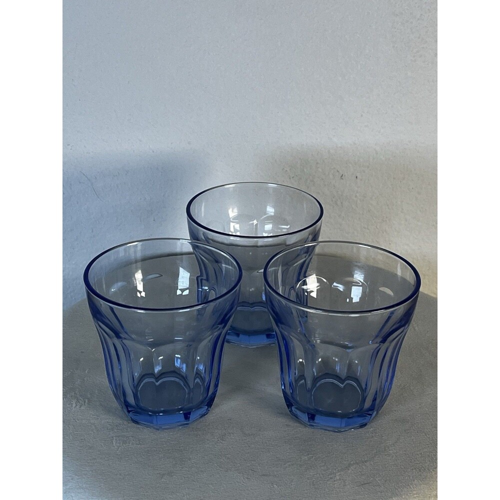 3 Pasabahce Ice Blue Baroque 3.5" Tumblers or Old Fashioned  From Turkey EUC - Picture 7 of 7